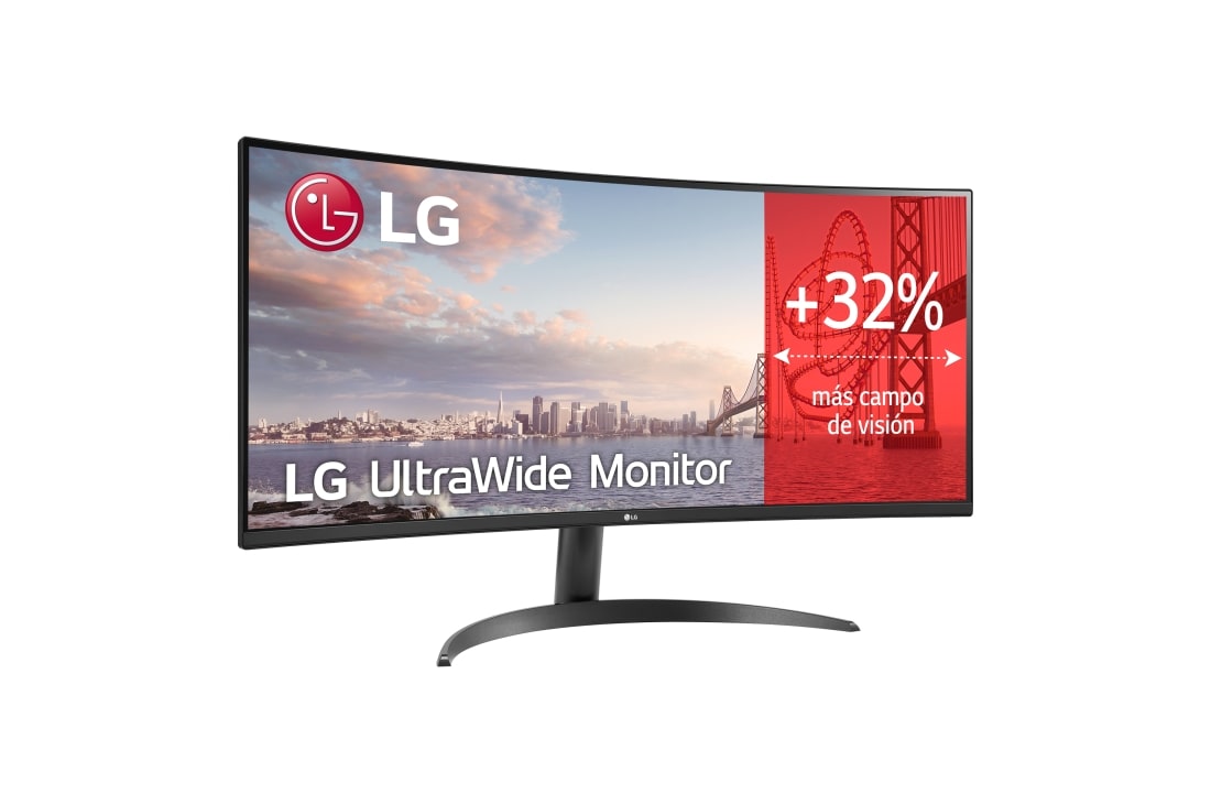 LG 34WR50QC-B -Monitor Ultrawide (Panel VA: 3440 x 1440p, 21:9, 300cd/m², 3000:1, sRGB >99%, 100Hz, 5ms); diag. 86,42cm; entradas: HDMI x2, DP x1, Salida auriculares; Soporte VESA 100x100., 34WR50QC-B, 34WR50QC-B