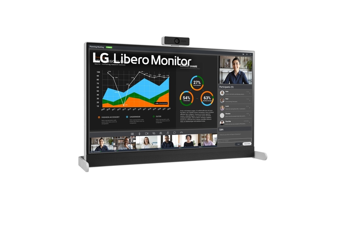 LG Monitor Libero QHD de 27 pulgadas con Cámara Web Full HD Desmontable, 27BQ70QC , 27BQ70QC-S