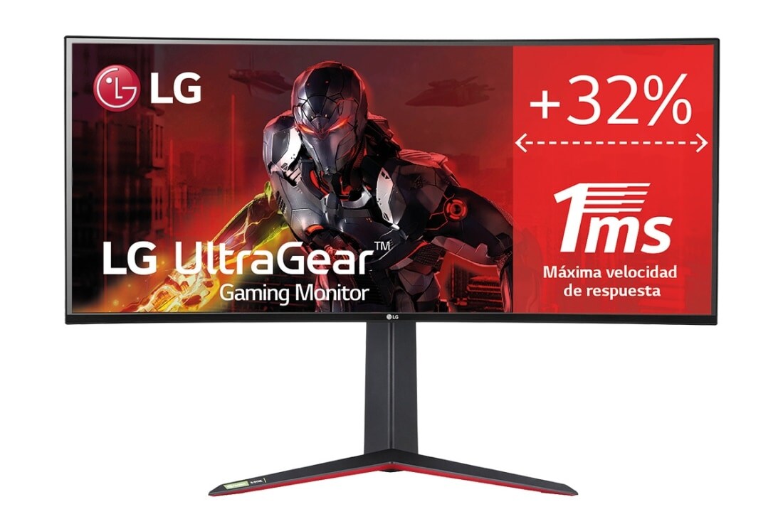 LG 34GN850W-B- Monitor Gaming LG UltraGear (Panel NanoIPS: 3440x1440P, 400nit, 1000:1, DCI-P3>98%, 1ms); diag. 86,7cm; entr.: HDMIx2, DPx1, USB-Ax3; AMD Freesync Premium & G-Sync Compatible, G, Front View, 34GN850W-B