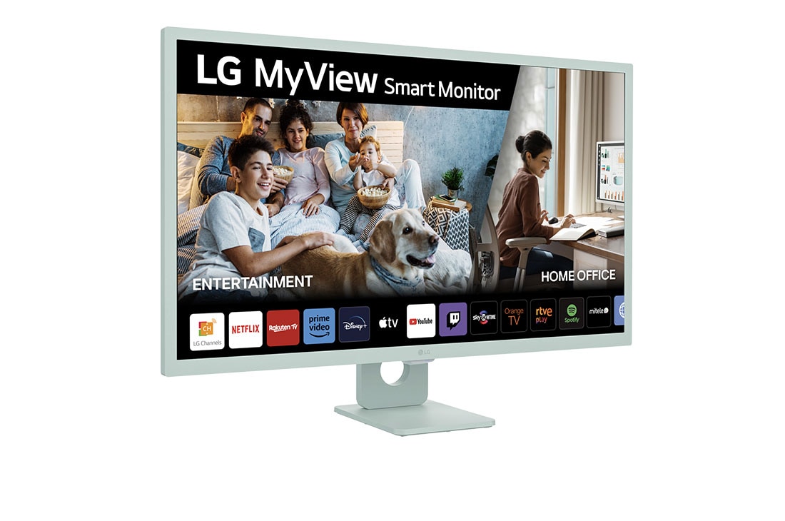 LG MyView Smart Monitor webOS 23, diag. 80 cm, IPS, Full HD,  sRGB 99%, HDR10, HDMI 2.1, front view with remote control, 32SR50F-G