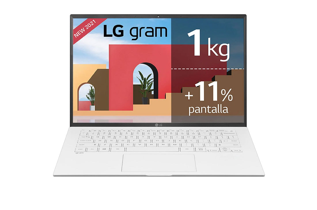 LG gram 14Z90P Windows 10 Home - Portátil ultraligero de 35,56cm (14'') WUXGA 16:10 IPS (1kg, autonomía 18,5h. Intel Evo<sup>TM</sup> i5 11ª gen., Iris Xe,  16GB RAM, 512GB SSD NVMe) Blanco - Teclado Español, 14Z90P-G-AA57B, 14Z90P-G-AA57B