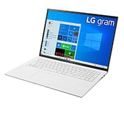 LG gram 17Z90P Windows 10 Home - Portátil ultraligero de 43,2cm (17'') WQXGA 16:10 IPS (1,3 Kg, autonomía 15h, Intel EvoTM i7 11ª gen., Iris Xe,  16GB RAM, 1TB SSD NVMe) Blanco - Teclado Español, -Vista lateral de 30 grados y tapa abierta , 17Z90P-G-AA79B, thumbnail 4