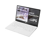 LG Ultra 13U70P Windows 11 Home - Portátil de 13” FHD IPS (980g, autonomía 11,5h, AMD Ryzen™ 4700, 16GB RAM, 512GB SSD NVMe) Blanco –  Teclado Español, Vista de -30º con el ordenador abierto, 13U70P-G-AA75B, thumbnail 4