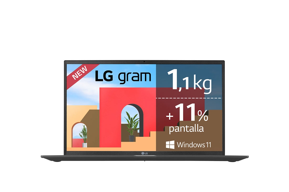 LG gram 15Z95P Windows 11 Home - Portátil ultraligero de 39,6cm (15,6'') FHD 16:9 IPS (1,1kg, autonomía 17,5h. Intel Iris Xe, i5 11ª gen., 16GB RAM, 512GB SSD NVMe) Negro - Teclado Español, Vista frontal con teclado, 15Z95P-G.AA58B, thumbnail 16