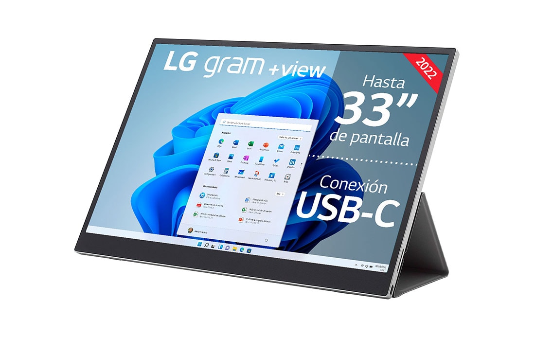LG gram +view – Pantalla Dual Portátil 32:10 (16” WQXGA 16:10 (2560 x 1600)  Panel IPS, DCI-P3 99%, Antireflejos, Rotación Automática); USB Type-C™;  Ultraligera de sólo 670g de peso.