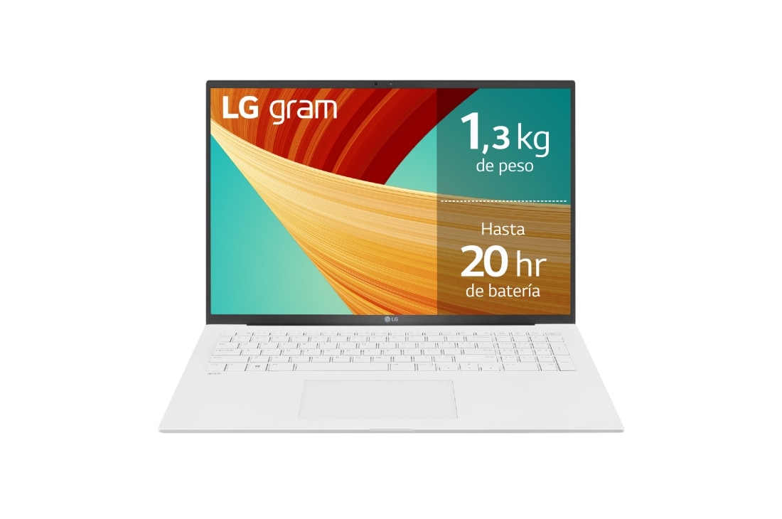LG gram 17Z90R/ Windows 11 Home/ i7/ 32GB/ 512GB SSD/ 1,35Kg/ 20h, 17Z90R-G.AD74B vista frontal, 17Z90R-G.AD74B