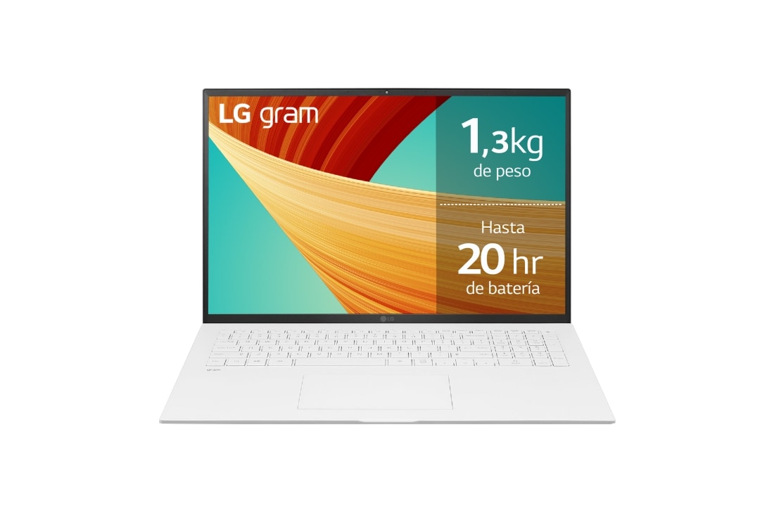 LG gram 17ZB90R/ Windows 11 Home/ i7/ 16GB/ 512GB SSD/ 1,35Kg/ 20h    , 17ZB90R-G.AA74B vista frontal, 17ZB90R-G.AA74B