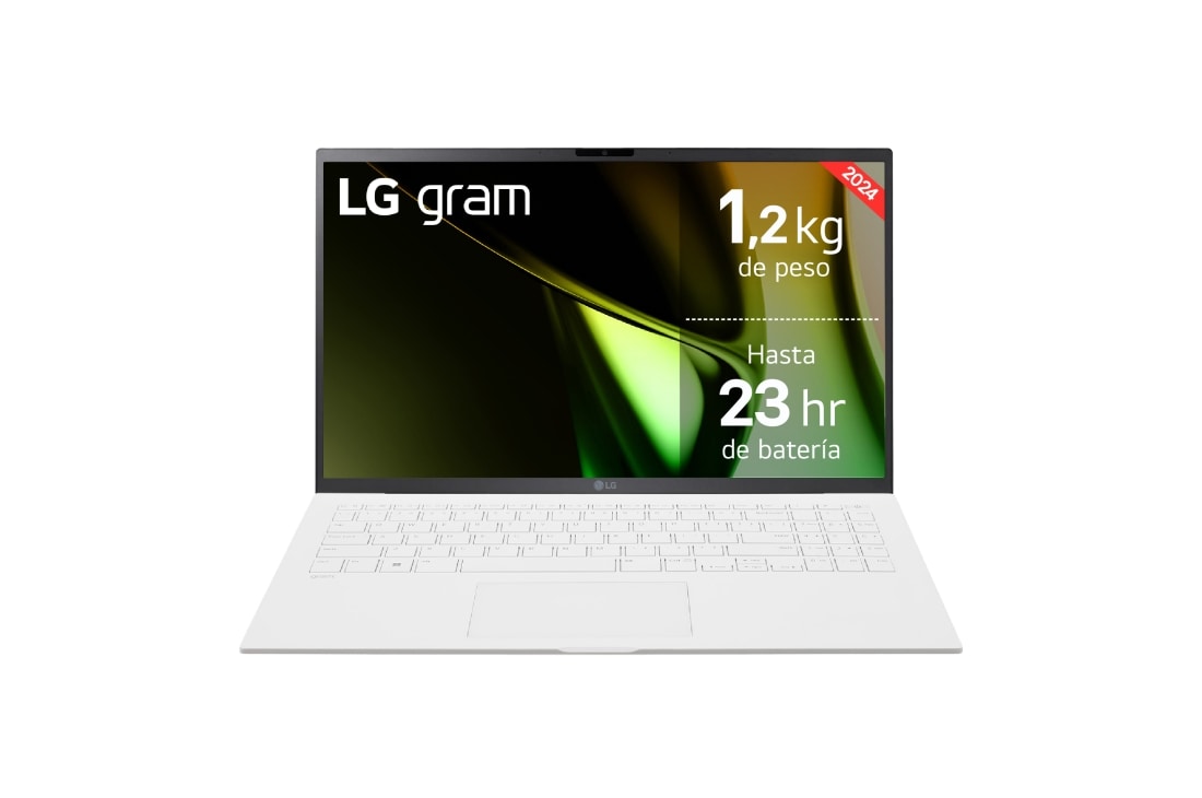 LG gram 15Z90S Windows 11 Home/ Intel  Core  Ultra 7/ 16GB/ 512GB SSD/ 1,2Kg/ 23h, 15Z90S-G.AA74B vista frontal, 15Z90S-G.AA74B