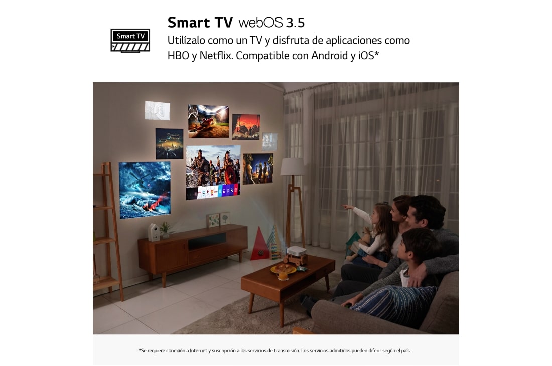 Proyector portátil Smart TV integrado LG PF50KS Full HD Pantalla hasta”  100” 600 Lumens PF50KS.AWH - ITGov