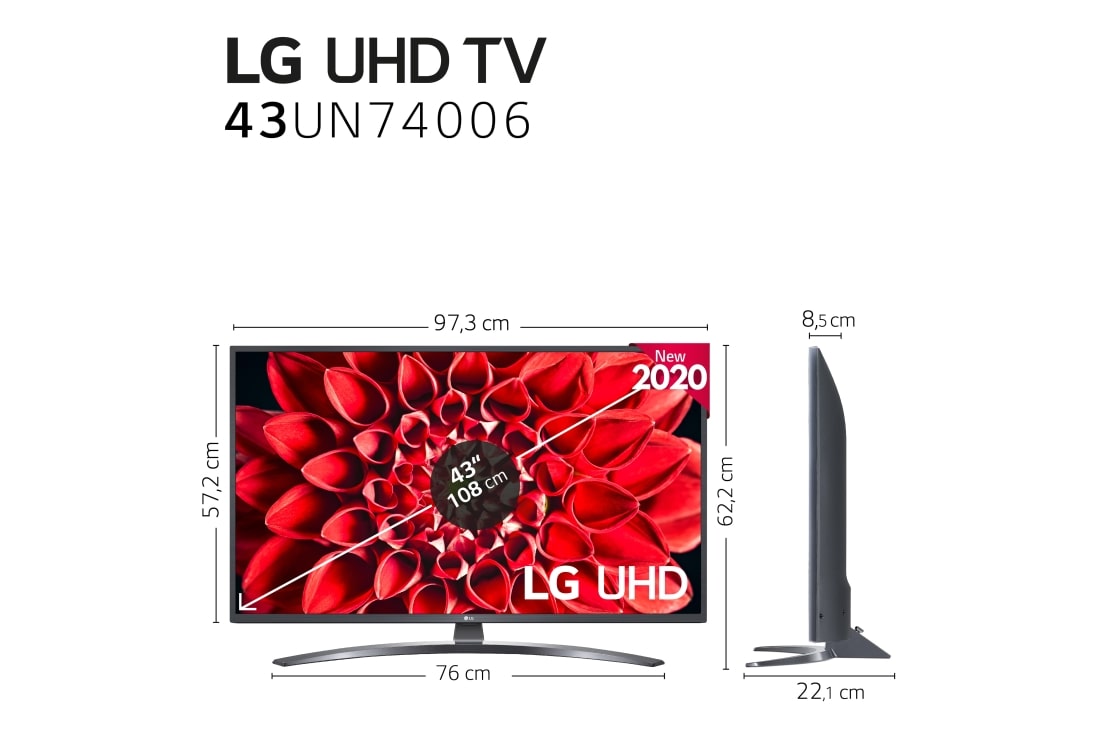 Smart LG TV UHD 4K 43 pulgadas UN74