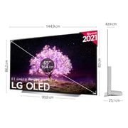 LG 4K OLED, SmartTV webOS 6.0, Procesador Inteligente 4K α9 Gen4 con AI, HDR Dolby Vision, DOLBY ATMOS [Clase de eficiencia energética G], dimension view, OLED65C15LA, thumbnail 2