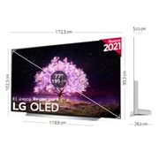 LG 4K OLED, SmartTV webOS 6.0, Procesador Inteligente 4K α9 Gen4 con AI, HDR Dolby Vision, DOLBY ATMOS [Clase de eficiencia energética G], dimension view, OLED77C16LA, thumbnail 2