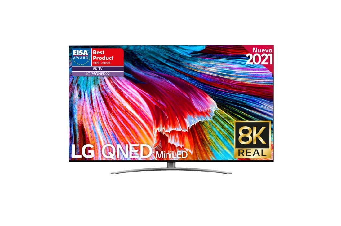 LG TV LG 8K QNED Mini LED, SmartTV webOS 6.0, Procesador Inteligente 8K α9 Gen4 con AI, Gaming Pro TV, Compatible con el 100% de formatos HDR, HDR Dolby Vision, DOLBY ATMOS, Eficiencia energética G, 75QNED996PB