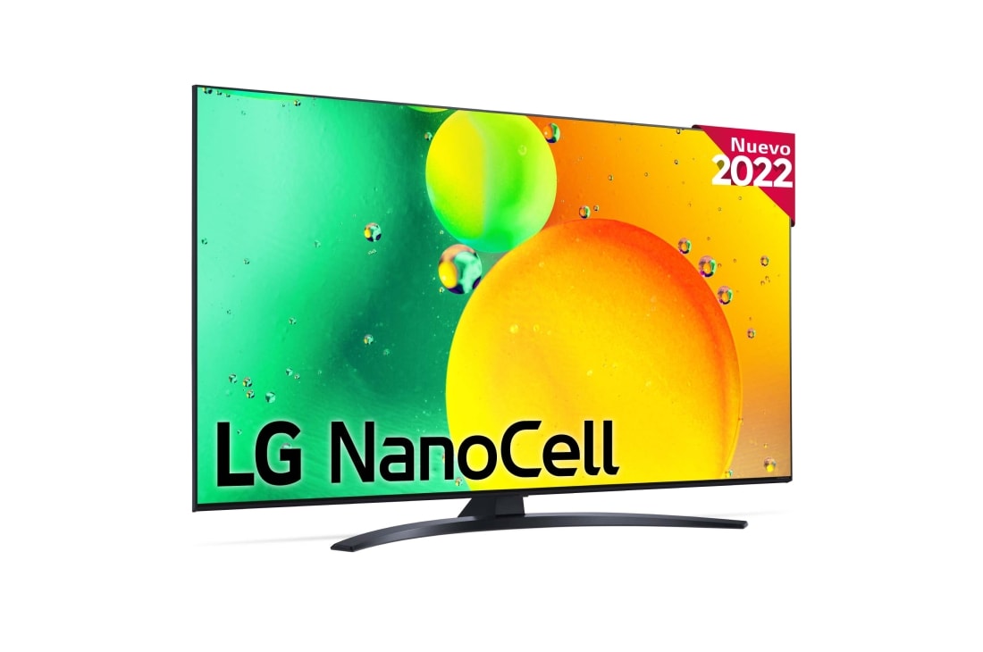 LG Televisor LG 4K Nanocell, Procesador de Gran Potencia 4K a5 Gen 5, compatible con formatos HDR 10, HLG y HGiG, Smart TV webOS22, Imagen vista frontal del televisor 55NANO766QA, 55NANO766QA