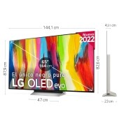 LG Televisor LG 4K OLED evo, Procesador Inteligente de Máxima Potencia 4K a9 Gen 5 con IA, compatible con el 100% de formatos HDR, HDR Dolby Vision y Dolby Atmos, Smart TV webOS22, el mejor TV para Gaming. , Imagen medidas del televisor OLED65C25LB, OLED65C25LB, thumbnail 2