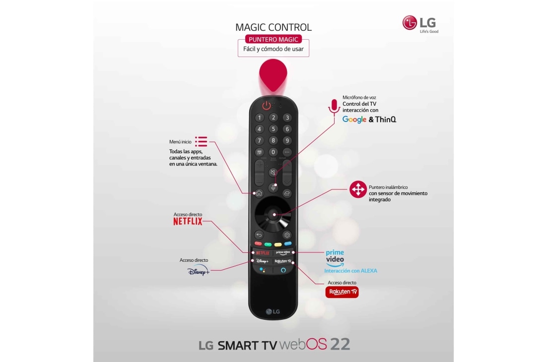 Mando a distancia compatible para television LG