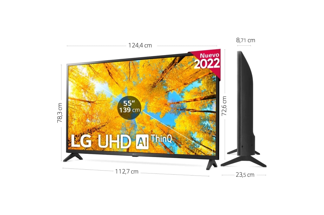 LG Smart TV Class UQ7570 Series 4K de 55 pulgadas, 4K alimentado por IA,  juegos en la nube (55UQ7570PUJ, 2022), negro