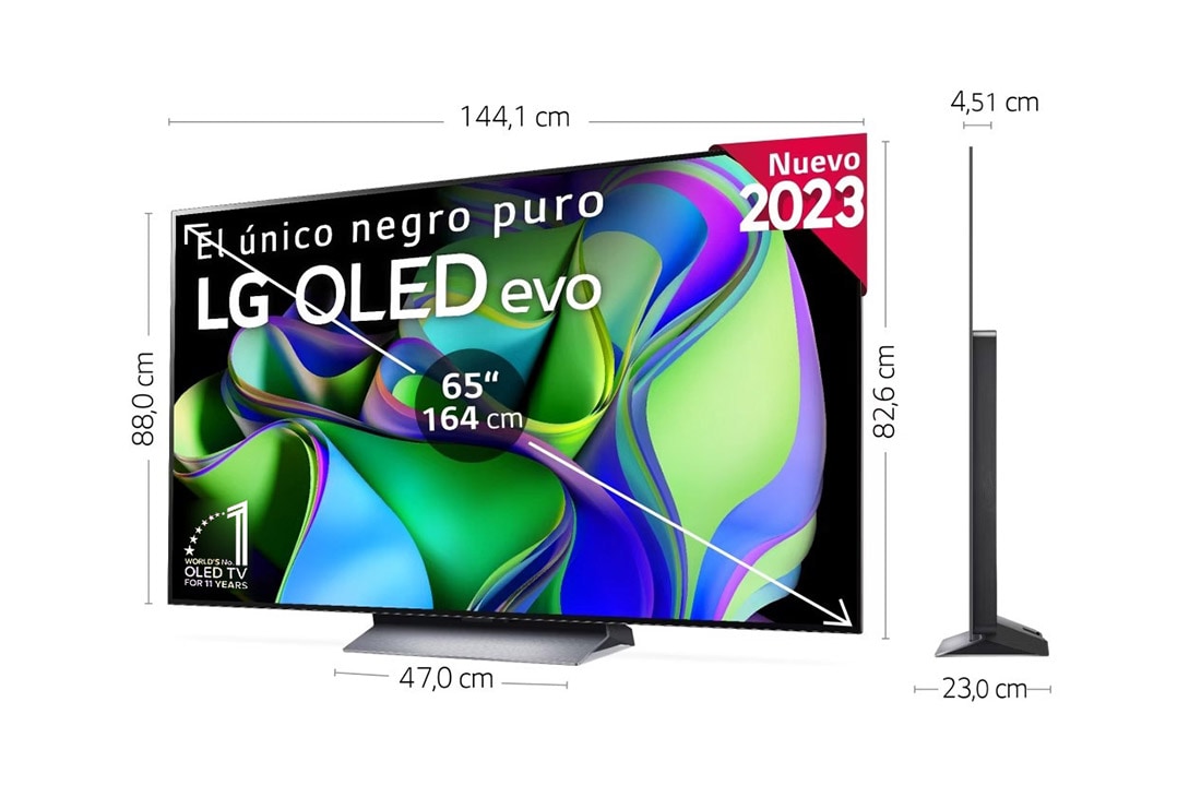 LG Televisor inteligente de pantalla plana con procesador OLED evo 4K de 65  pulgadas serie C3 para juegos con control remoto mágico alimentado por IA