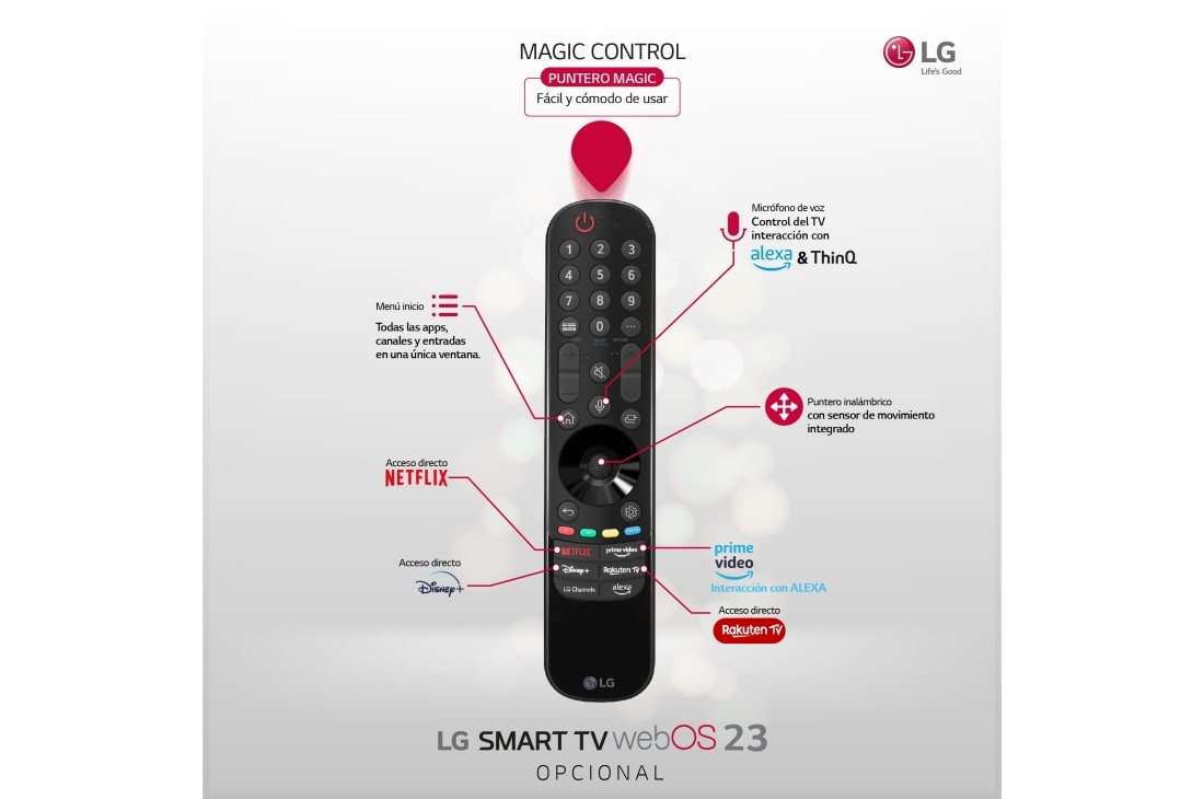 Mando a distancia mágico universal LG de repuesto para LG Smart TV Magic  Control remoto compatible con todos los modelos de TV LG (sin función de