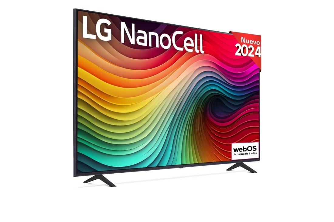 LG 65 pulgadas TV LG NANOCELL 4K serie NANO81  con Smart TV WebOS24, Slightly-angled left-facing side view of LG NanoCell TV, NANO80, 65NANO81T6A
