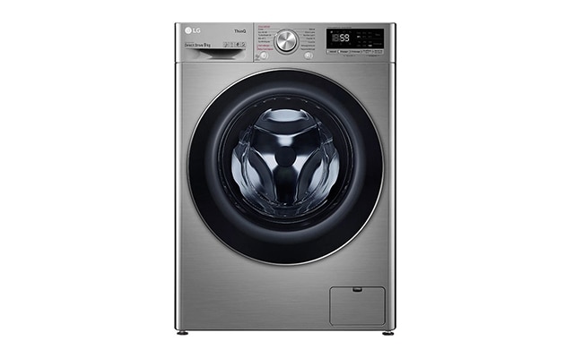 A front image of LG Washing Machine in gun mental grey
