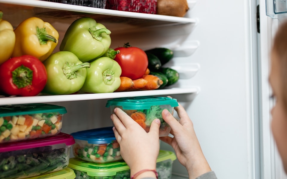 Alimentos Congelados En El Refrigerador Doméstico. Almacenamiento