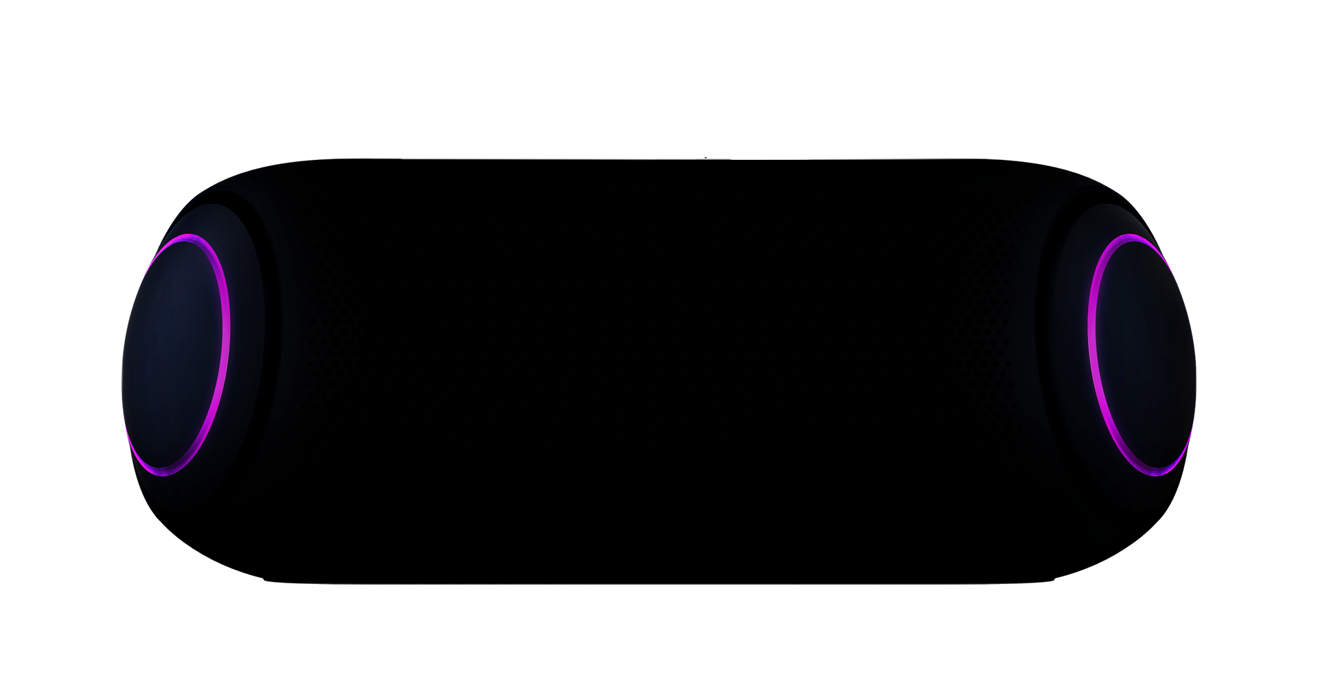 LG XBOOM Go PL7 con luces moradas sobre superficie plana