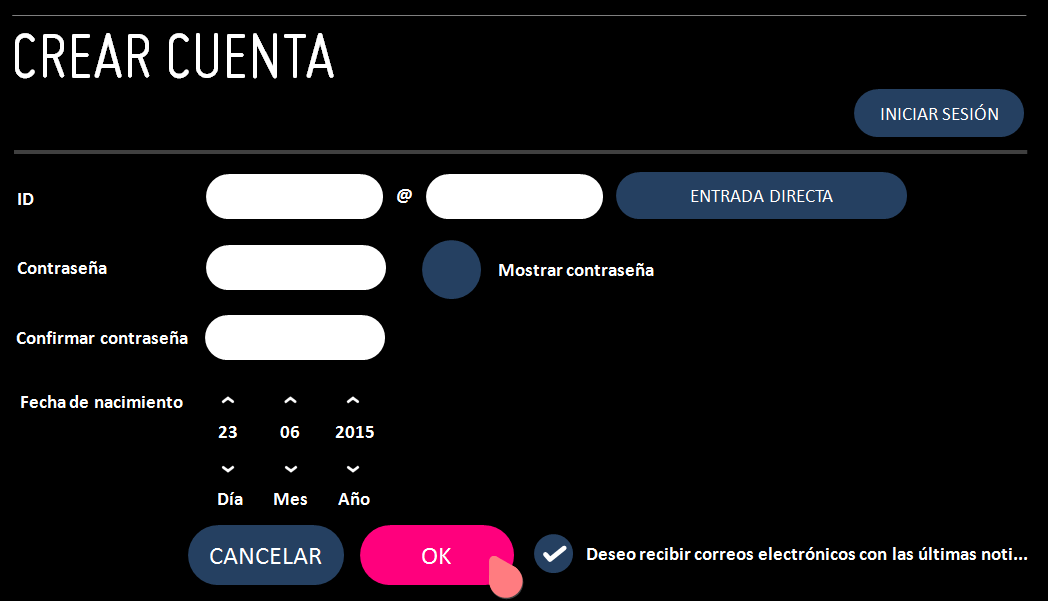 Crear cuenta lg españa