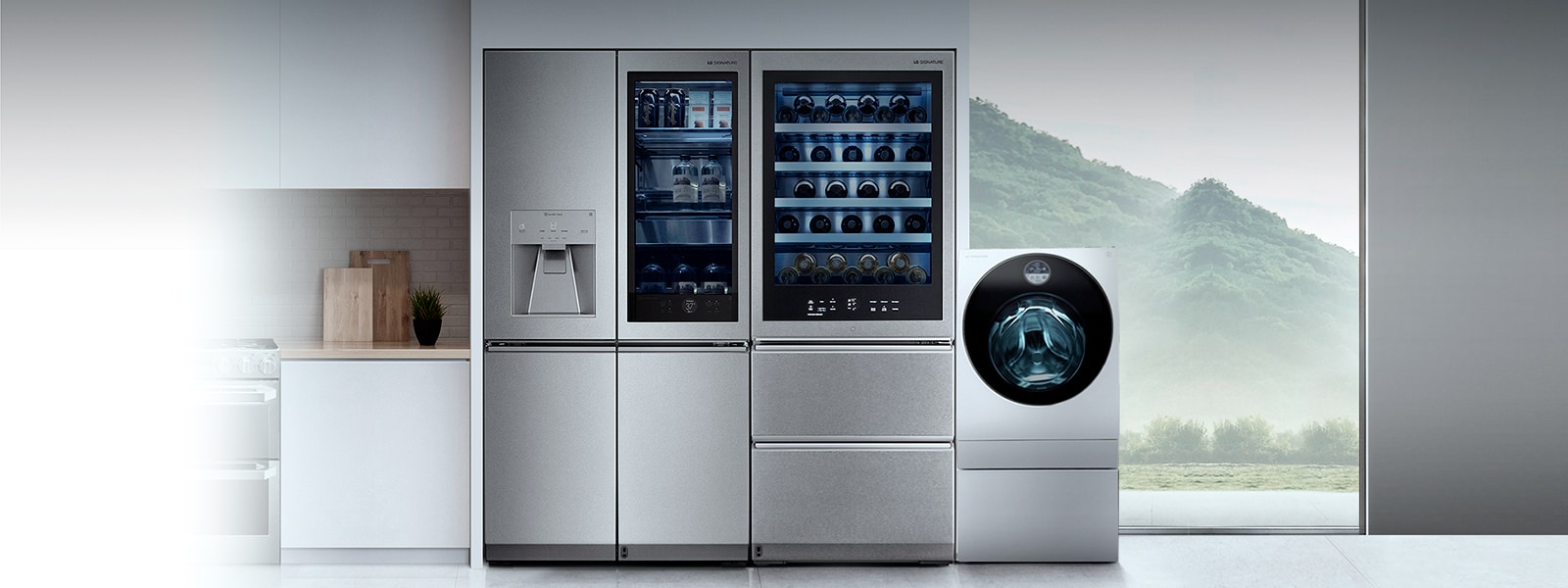 An image of a laundry room with LG Washing Machine and LG Dryer.