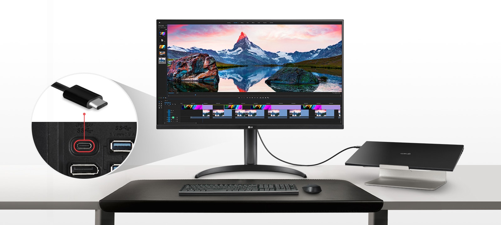 Helppo ohjattavuus ja yhdistettävyys USB Type-C™ -porteilla.