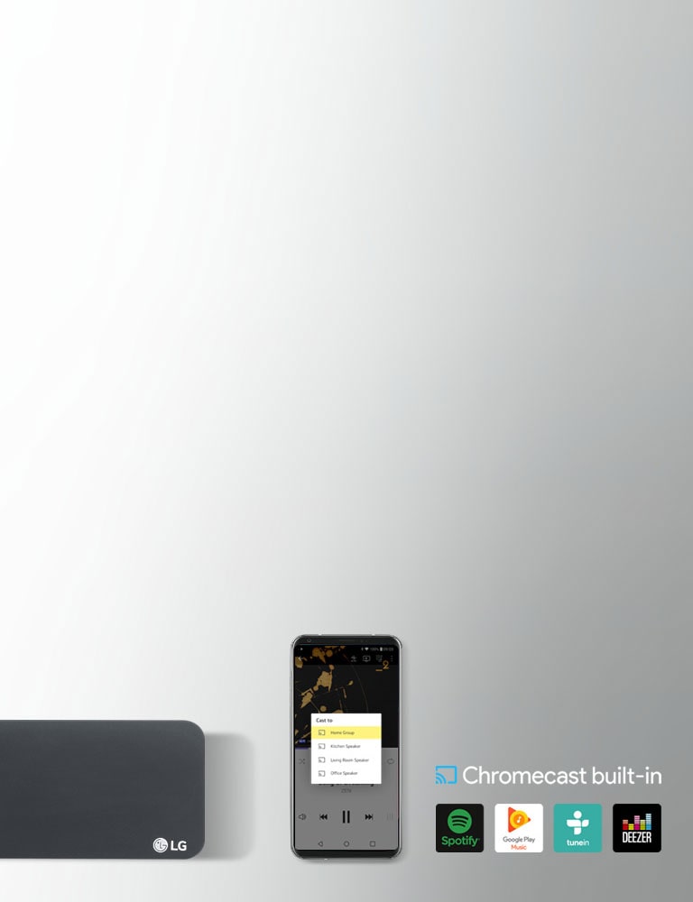 Sisäänrakennettu Chromecast<br>2