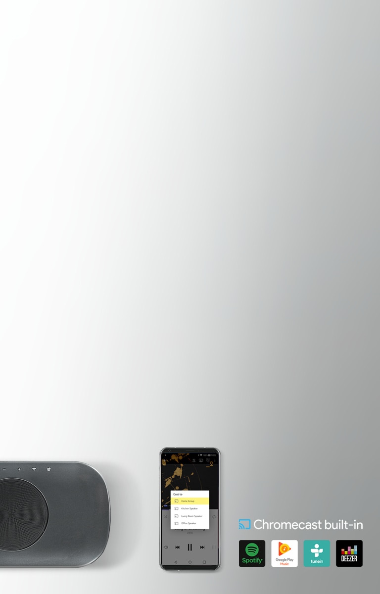 Sisäänrakennettu Chromecast<br>2