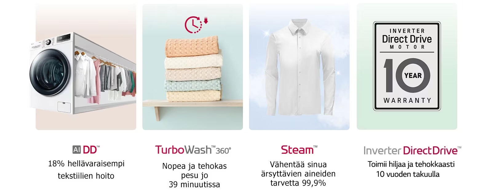 Tämä on kuva, joka tiivistää tuotteen tärkeimmät ominaisuudet kahteen kategoriaan.