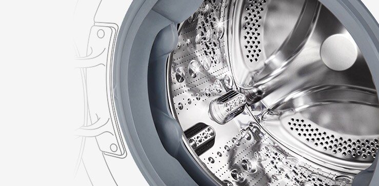 Pyykinpesukoneen sisäkuva, jossa Stainless Lifter näkyy.