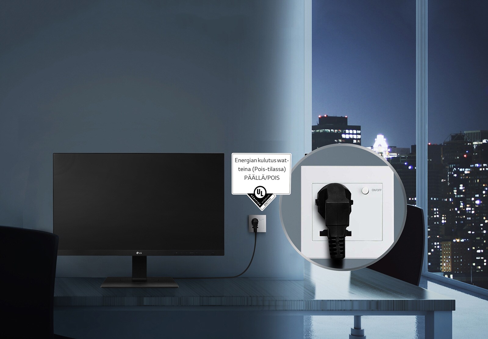 Kulutus 0,00 wattia, kun DC ei ole päällä<br>1