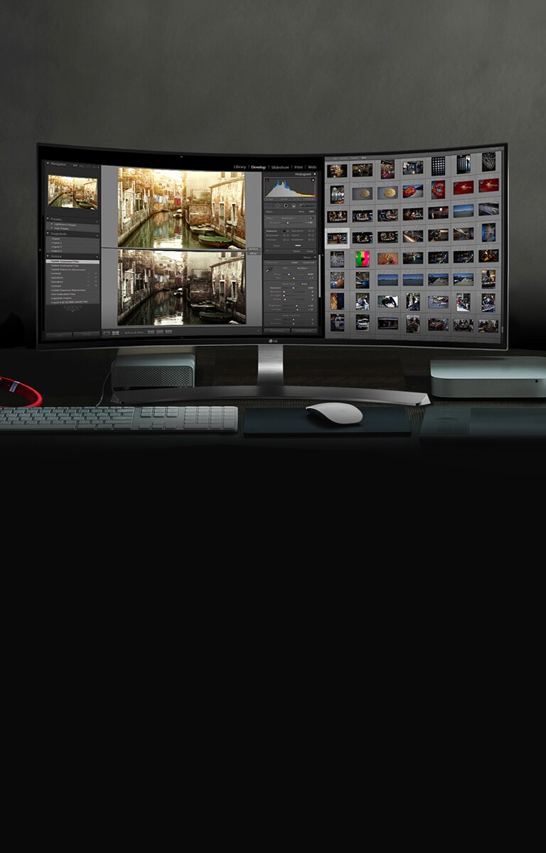 21:9 kaareva UltraWide™ QHD IPS-näytöllä<br>2