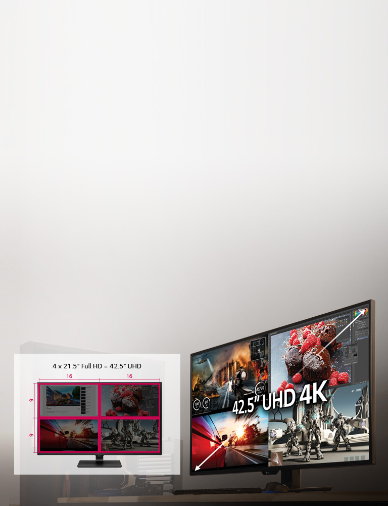 42,5” UHD 4K IPS -näyttö<br>2