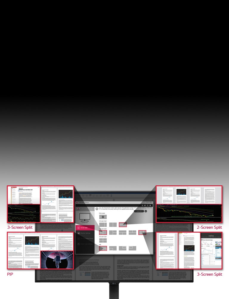 Screen Split -vaihtoehdot<br>2