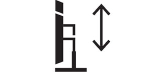 Korkeus säädettävissä -kuvake.