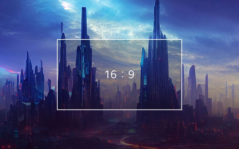 Kohtaus pelistä panoraamamallisella pelinäytöllä.