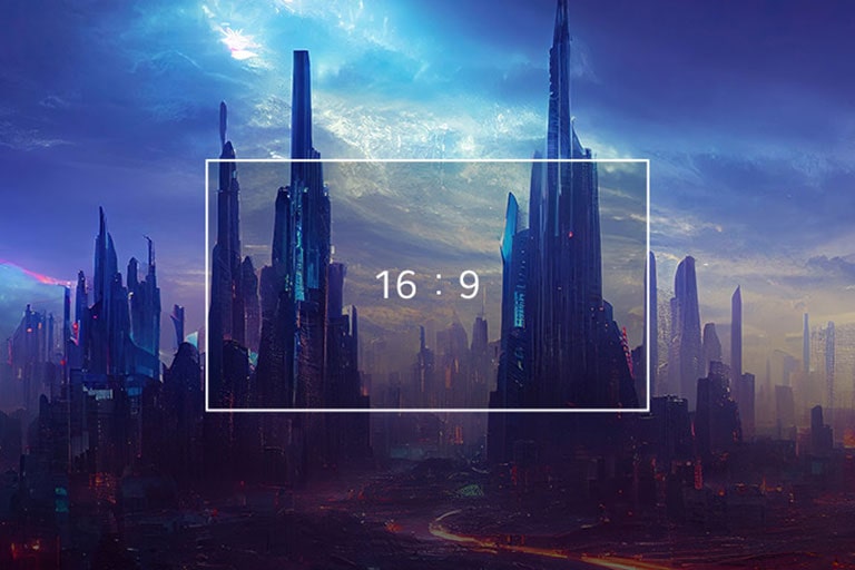 Kohtaus pelistä panoraamamallisella pelinäytöllä.