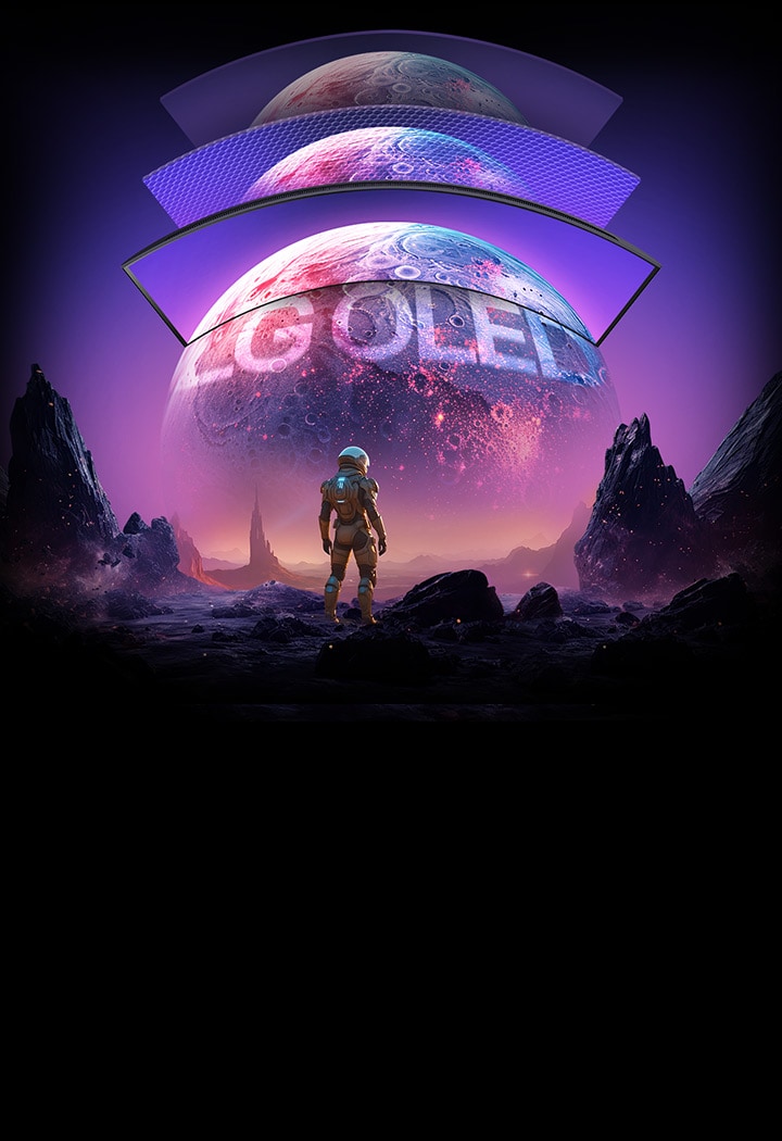 Planeettakuvat näkyvät kirkkaammin ja selkeämmin LG OLED -näytöissä.