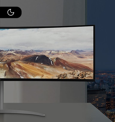 Kuva esittää yötä. Näyttö on tummempi kuin päivisin.