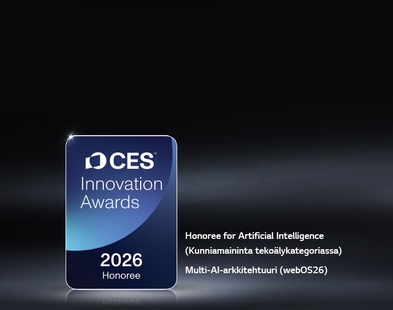 CES Innovation Awards 2026 Honoree -merkki näkyy tummalla taustalla. Multi-AI Architecture on tunnustettu tekoälykategoriassa.