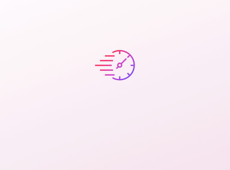 Kuvake nopeusmittarista vaaleanpunaisen ja violetin sävyissä symboloi nopeaa kuivausteknologiaa.