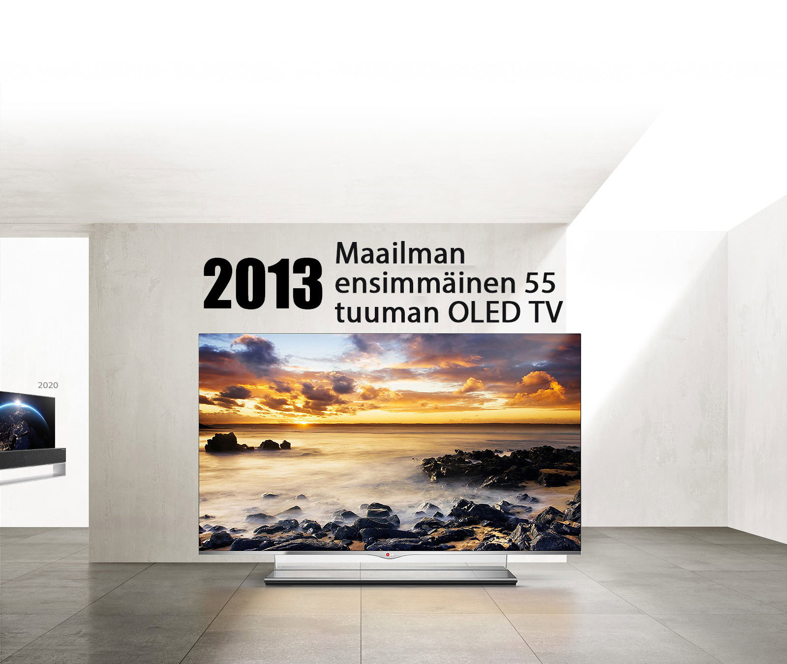 LG TV. Otsikossa lukee 2013 Maailman ensimmäinen 55 tuuman OLED TV.