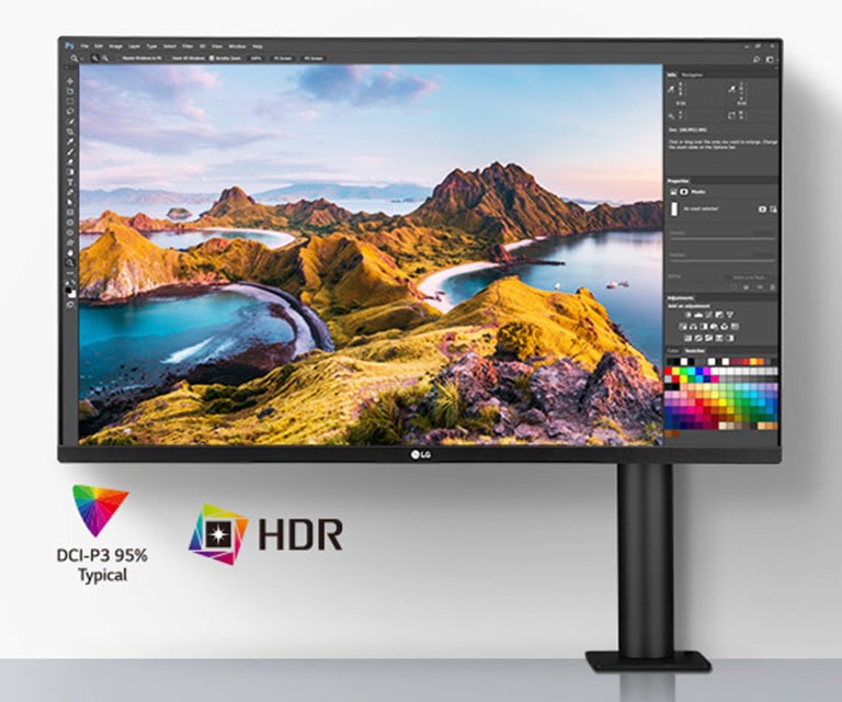 UHD 4K IPS -näyttö: Suuri ja selkeä näyttö mukavampaa katselukokemusta varten, 31,5 tuuman IPS -näyttö, DCI-P3 95% Typical, HDR.