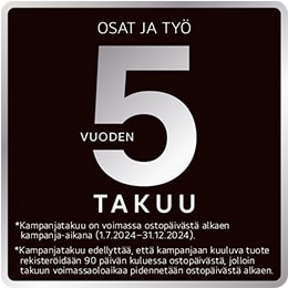 5 vuoden takuu
