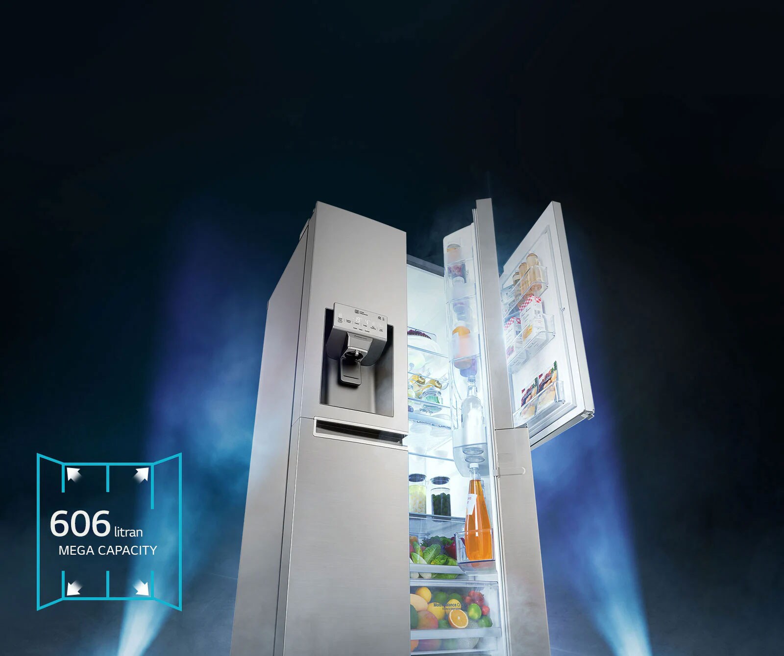 Helppokäyttöinen, iso 606 litran tilavuus