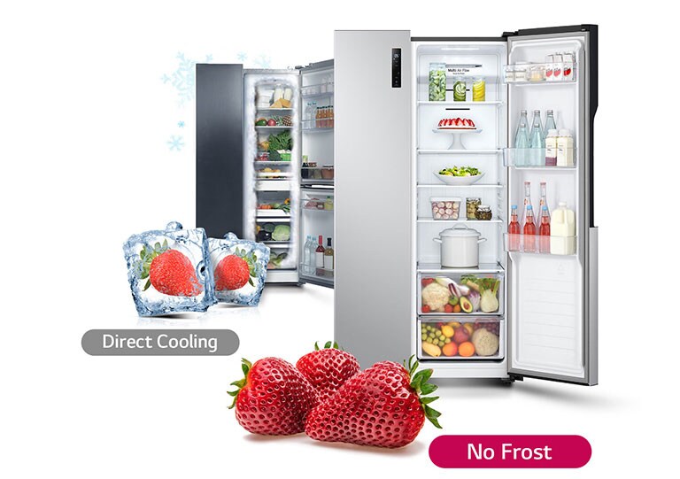 Jääkaapin huurtumattomuusominaisuutta ilmaistaan mansikoilla.